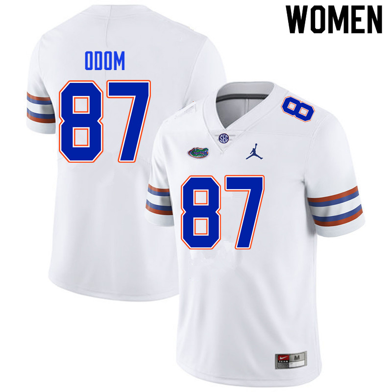 Women #87 Jonathan Odom Florida Gators College Football Jerseys Sale-White